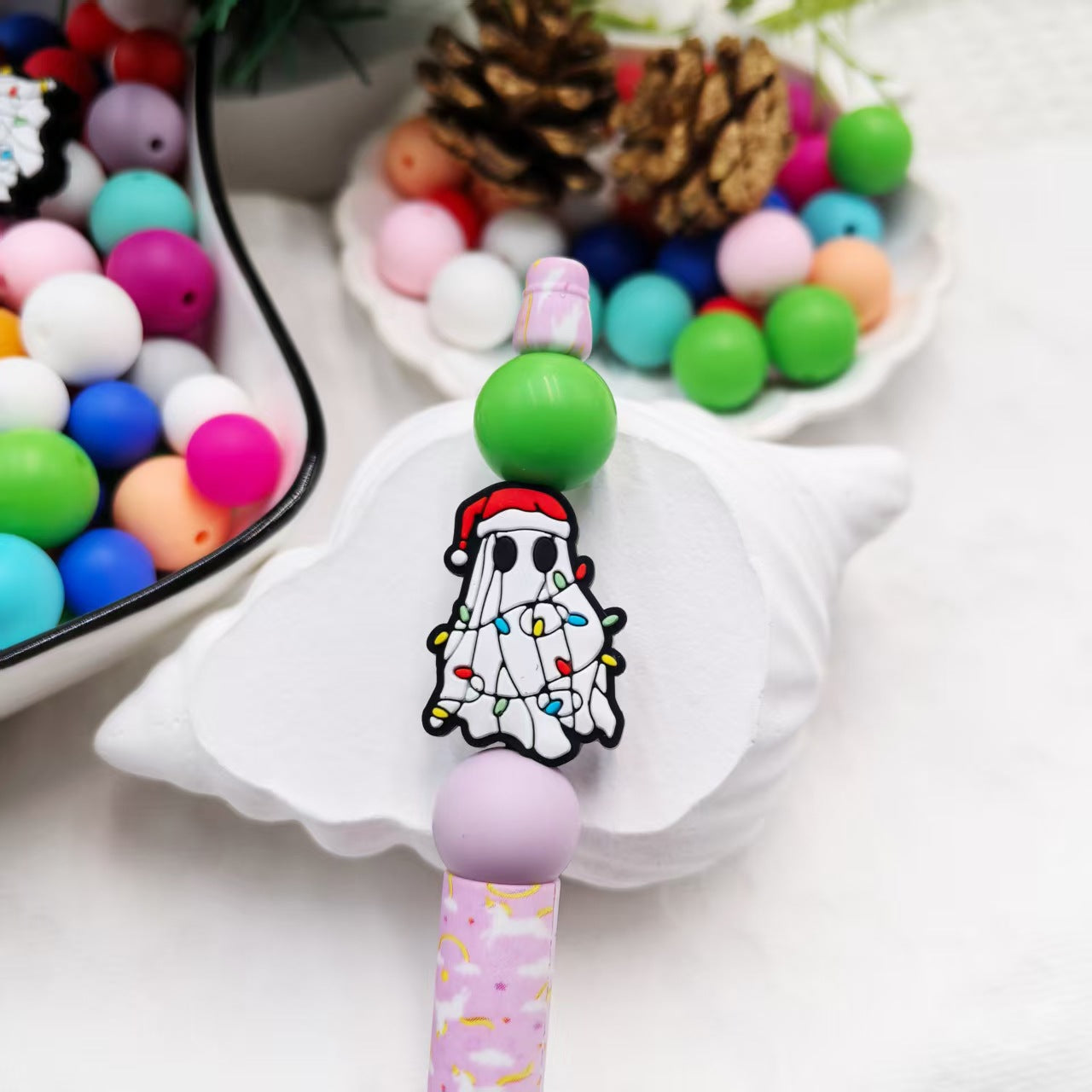 Wholesale 10pcs/pack 2D Christmas  Cartoon Focus Beads  DIY Silicone Beads